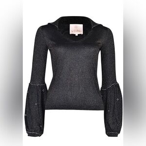 BYTIMO GLITTER V-NECK - BLACK - NWT- SMALL